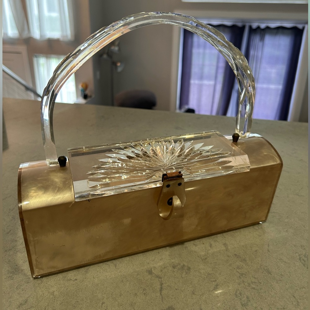 Insanely beautiful golden lucite “Patricia of Miami” purse